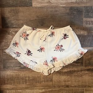 Honey punch off white shorts with pink flowers